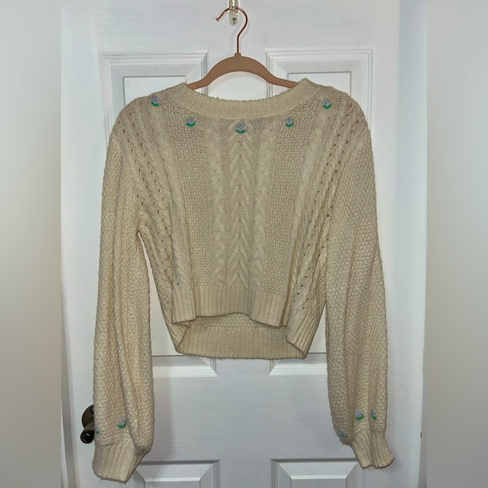 Wild Fable Cream Flower Detail Sweater